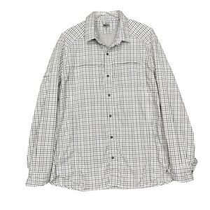 REI Shirt‎ Mens XL White Blue Plaid Vented Fishing Outdoor Button Down Gorpcore